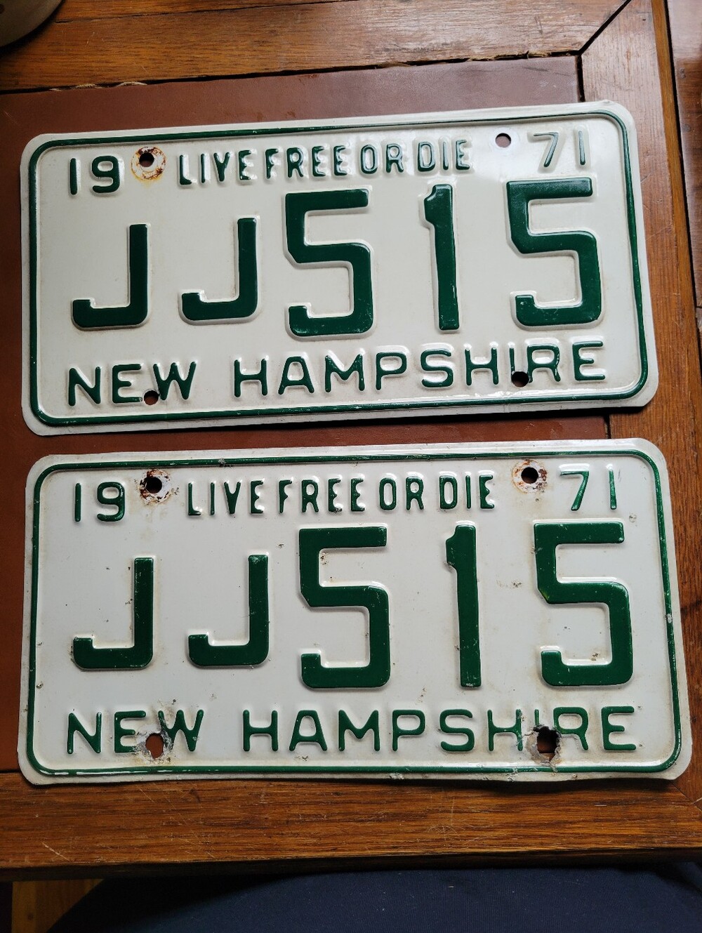 Vintage Pair 1971 New Hampshire License Plates NH Tag Set JJ515 Live Free Or Die